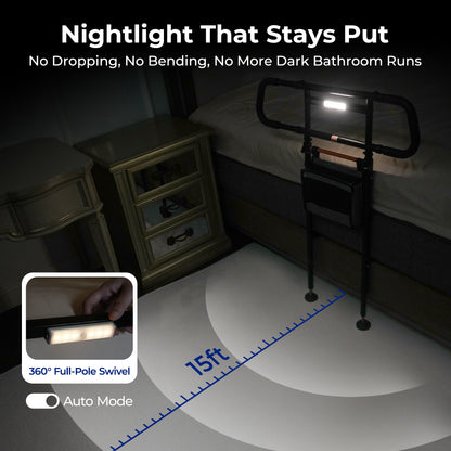 Nimood C5 Pro Bed Assist Rails for Seniors, 350LBS Stable Tool-Free Foldable Bed Guard Rail with Non-Slip Ergonomic Wider Handrail, Extension Heights