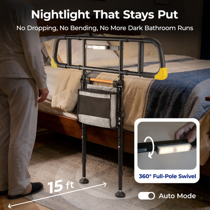 C5 Pro Bed Rails for Elderly Adults Safety - Foldable Bed Assist Rail with Adjustable Height