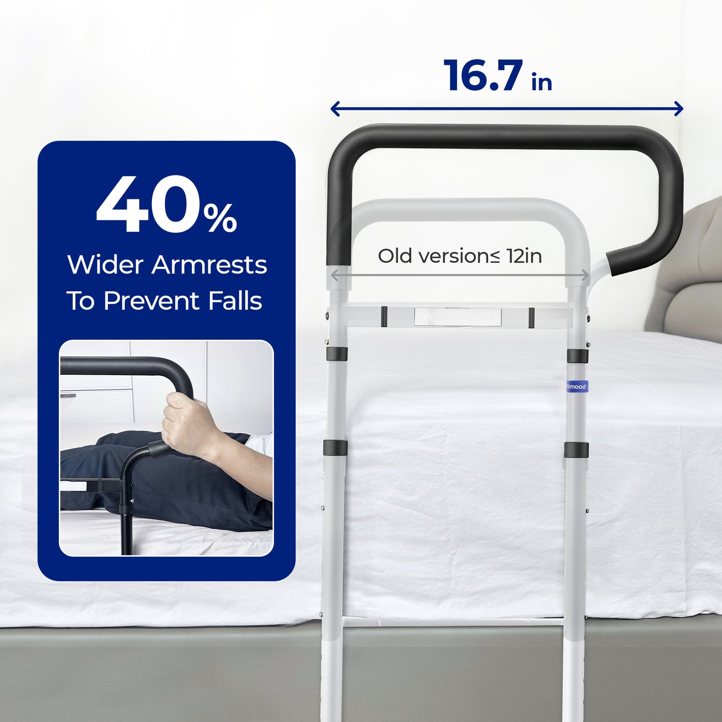 Newly Released Nimood C3 Pro Bed Rails for Elderly Adults Safety, for Bedside Safety at Night, White