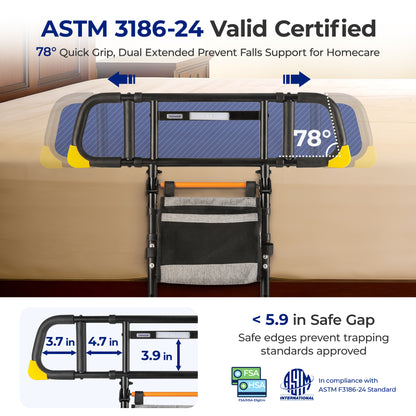 C5 Pro Bed Rails for Elderly Adults Safety - Foldable Bed Assist Rail with Adjustable Height