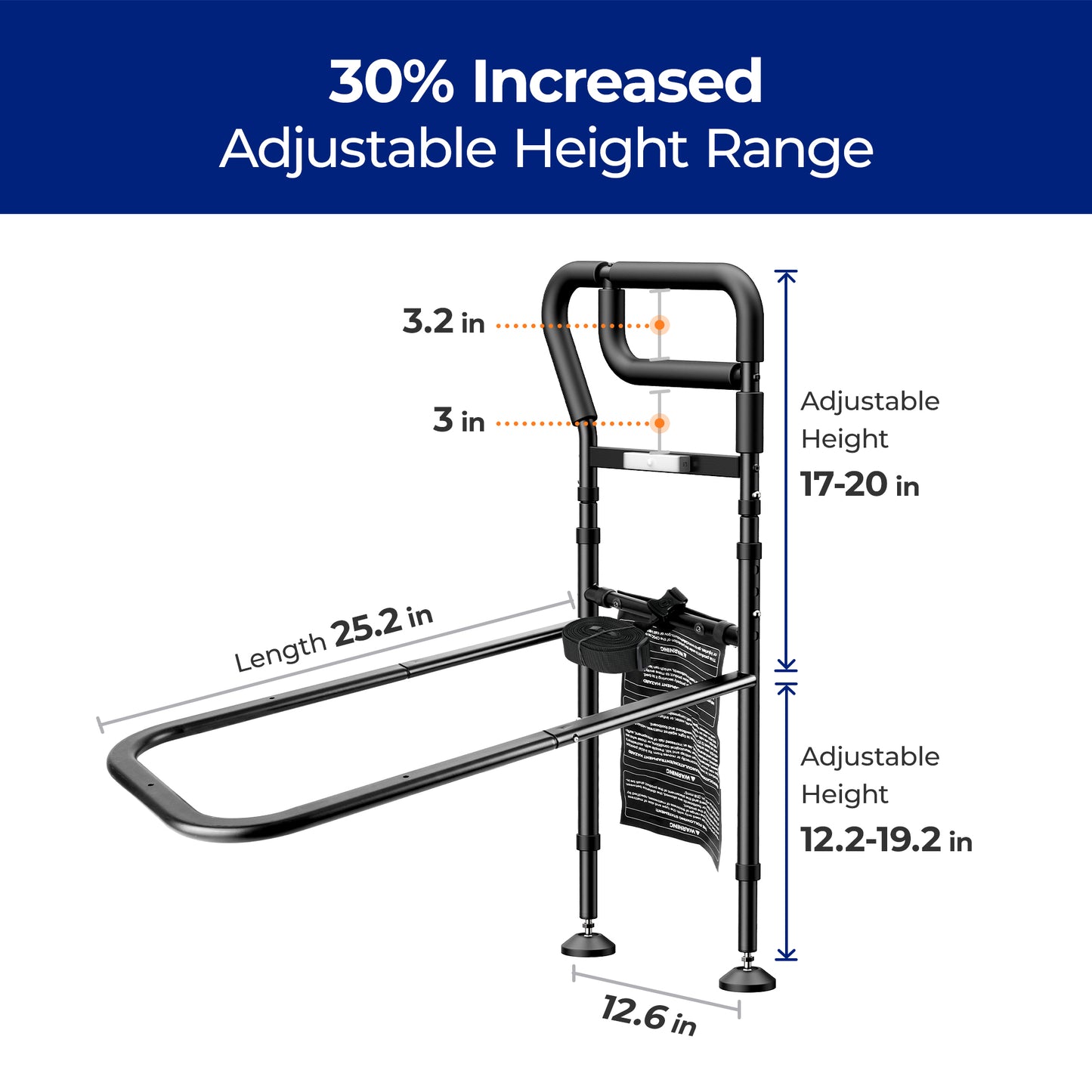 C3 Pro Bed Rails for Elderly Adults Safety, Adjustable Heights Bed Cane