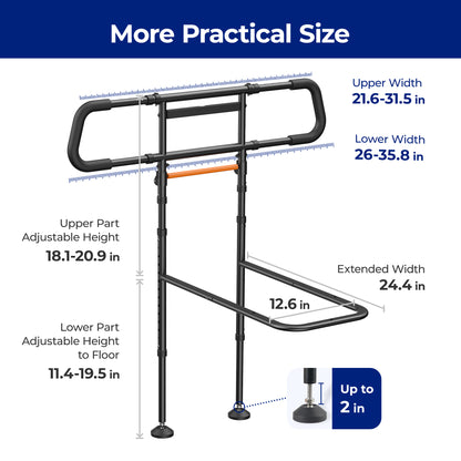 Nimood C5 Pro Bed Assist Rails for Seniors, 350LBS Stable Tool-Free Foldable Bed Guard Rail with Non-Slip Ergonomic Wider Handrail, Extension Heights
