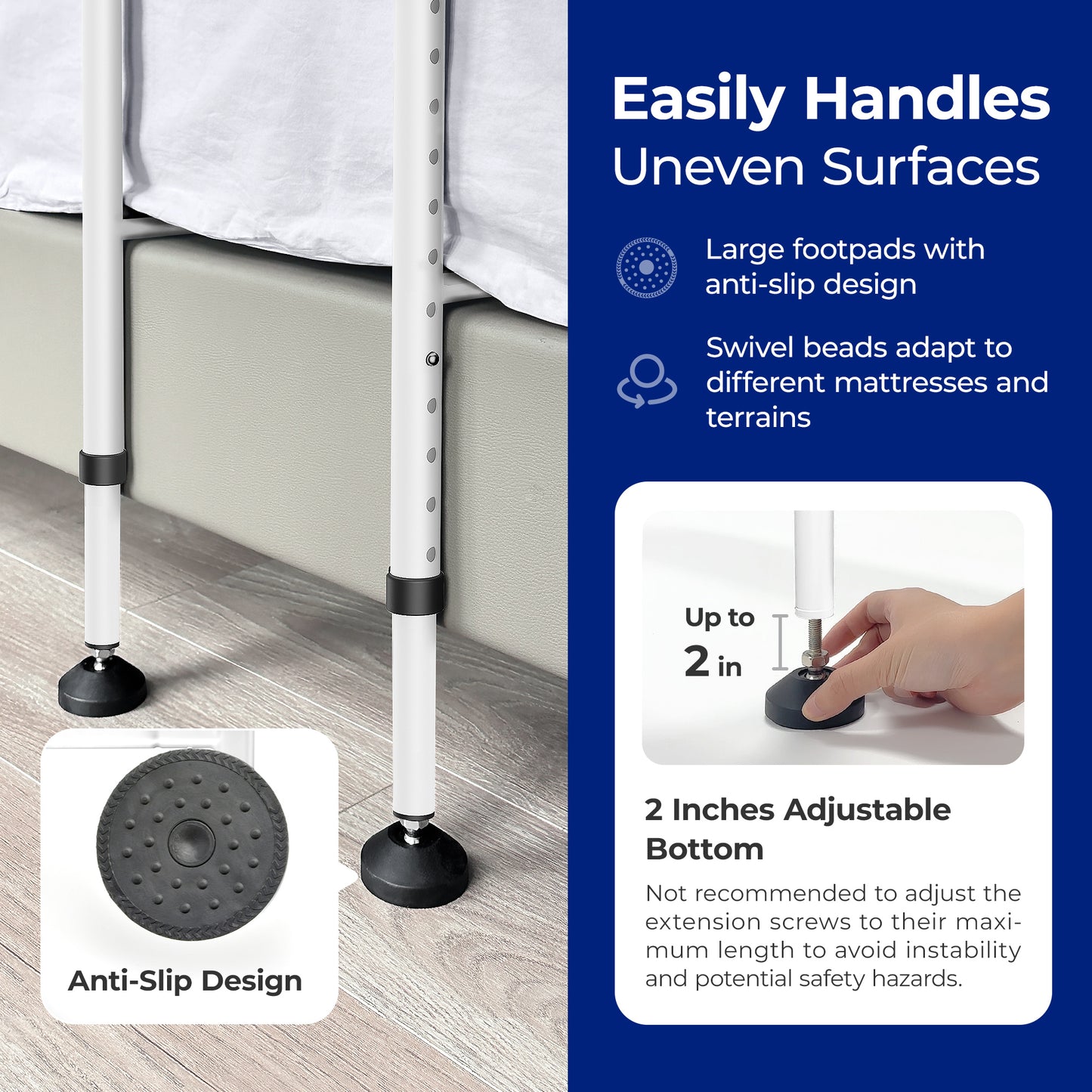 Newly Released Nimood C3 Pro Bed Rails for Elderly Adults Safety, for Bedside Safety at Night, White