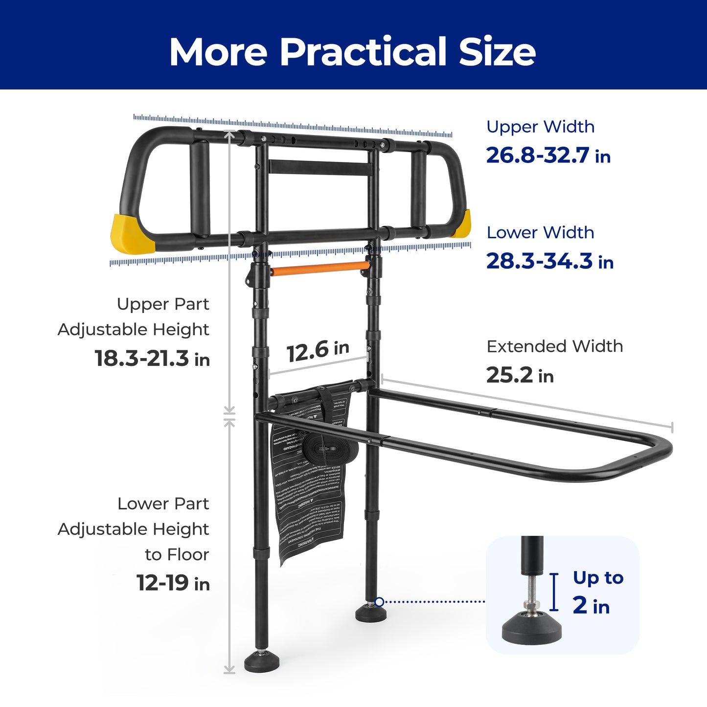 C5 Pro Bed Rails for Elderly Adults Safety - Foldable Bed Assist Rail with Adjustable Height