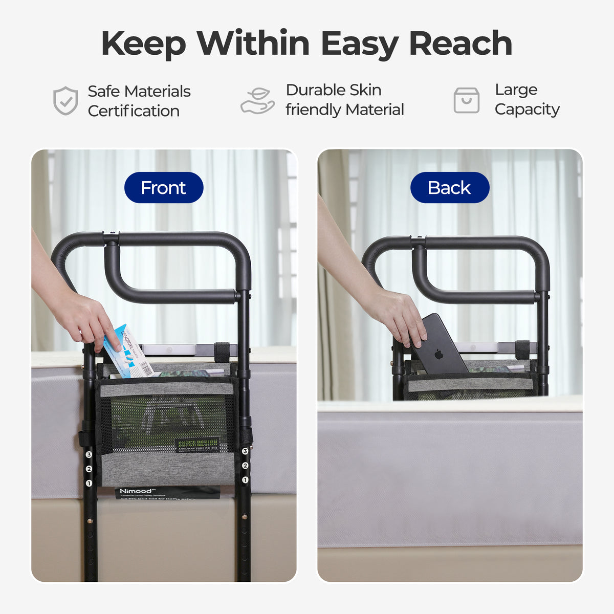C3 Pro Bed Rails for Elderly Adults Safety, Adjustable Heights Bed Cane