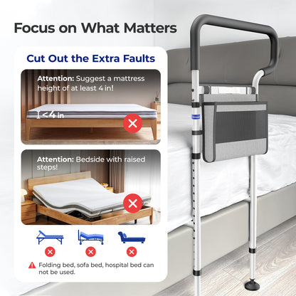 Newly Released Nimood C3 Pro Bed Rails for Elderly Adults Safety, for Bedside Safety at Night, White