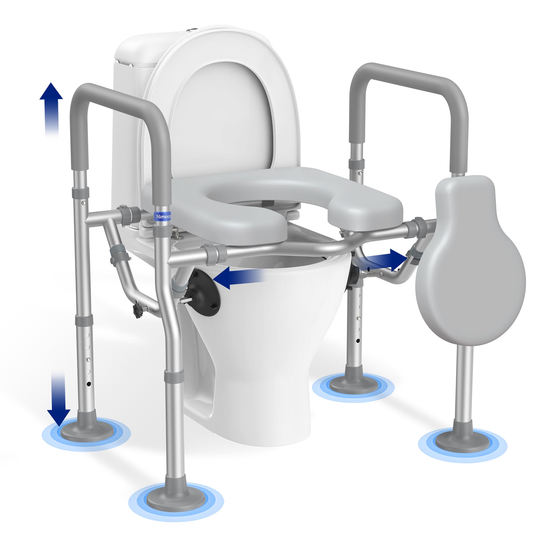 T1 Toilet Seat Riser for Seniors, Raised Toilet Seat with Handles with Adjustable Height Width