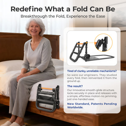 C1 Fold Pro Bed Rails for Elderly Adults Safety - Sensor Light & Storage Pocket