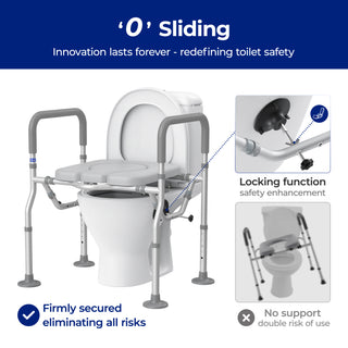 T1 Toilet Seat Riser for Seniors, Raised Toilet Seat with Handles with Adjustable Height Width