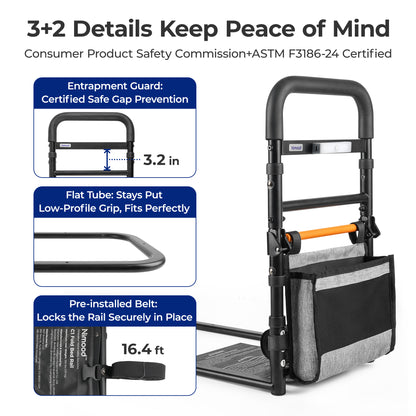 C1 Fold Pro Bed Rails for Elderly Adults Safety - Sensor Light & Storage Pocket