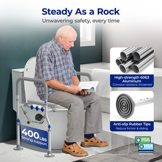 T1 Toilet Seat Riser for Seniors, Raised Toilet Seat with Handles with Adjustable Height Width