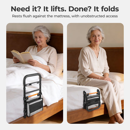 C1 Fold Pro Bed Rails for Elderly Adults Safety - Sensor Light & Storage Pocket