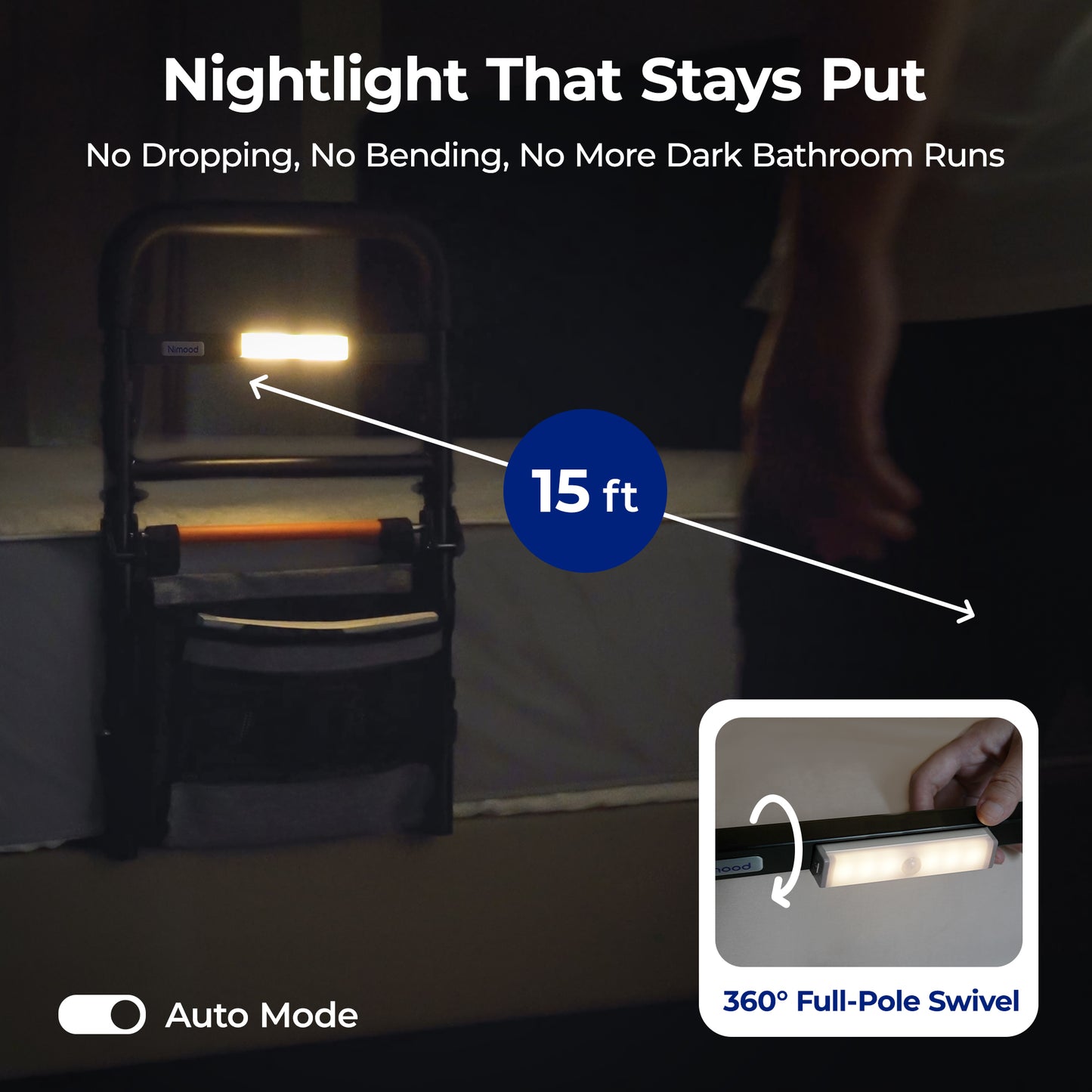 C1 Fold Pro Bed Rails for Elderly Adults Safety - Sensor Light & Storage Pocket