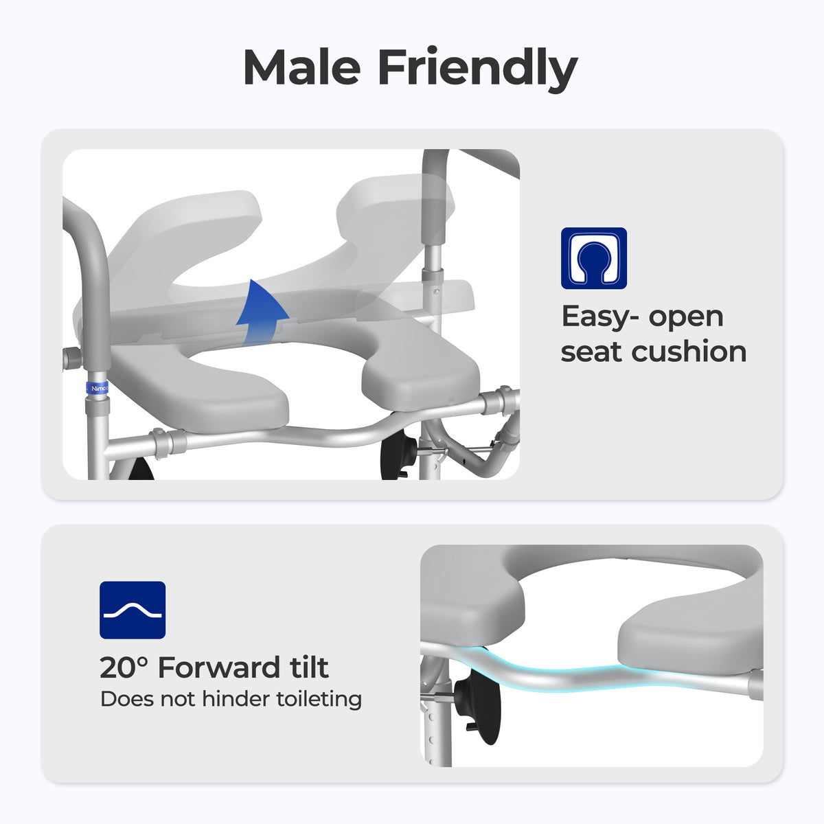 T1 Toilet Seat Riser for Seniors, Raised Toilet Seat with Handles with Adjustable Height Width