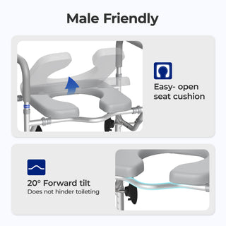 T1 Toilet Seat Riser for Seniors, Raised Toilet Seat with Handles with Adjustable Height Width